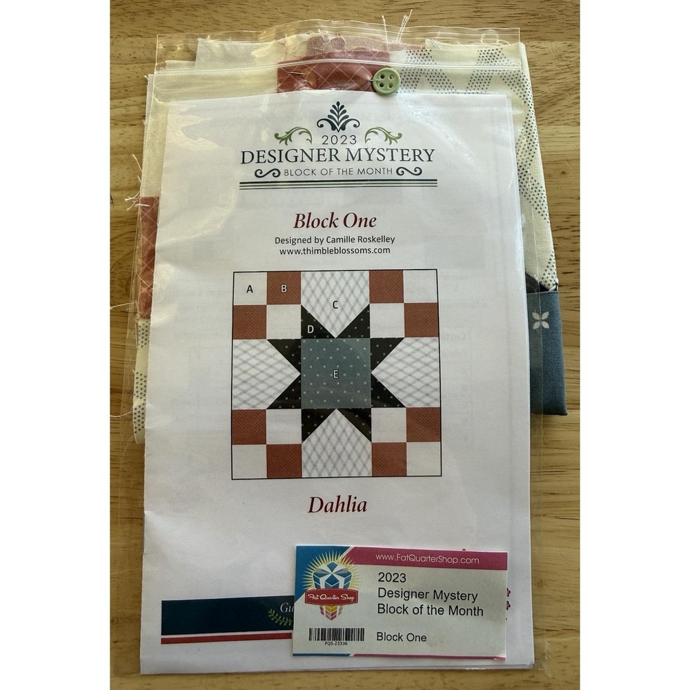 DAHLIA ~ Fat Quarter‎ Shop 2023 Designer Mystery BOM 1 Pattern & Pre Made Block